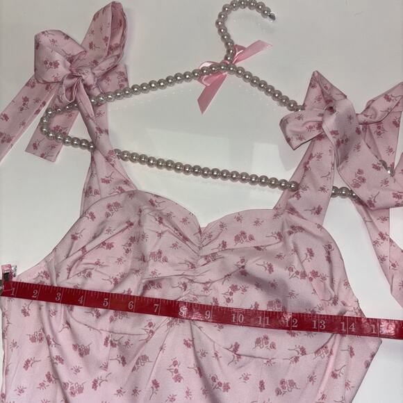 Maxi Dress Sz Sm Floral Pink Peasant Boho Festival Beach Y2K Smocked Cottagecore - Picture 11 of 15